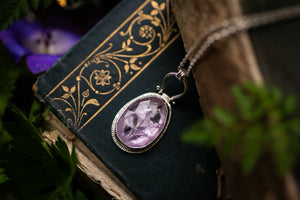 OOAK Amethyst & Bluebell pendant