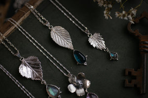 Birch leaf & Labradorite doublet pendant