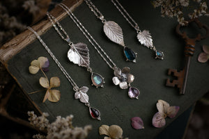 Birch leaf & Labradorite doublet pendant