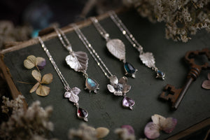 Birch leaf & Labradorite doublet pendant