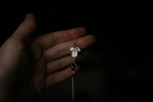 Little Blackberry leaf & Rhodolite garnet pendant