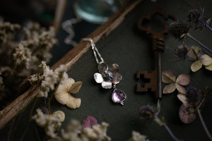 Cherry blossom & lilac Amethyst pendant
