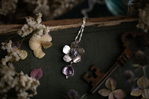 Cherry blossom & lilac Amethyst pendant