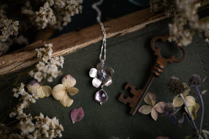 Cherry blossom & lilac Amethyst pendant