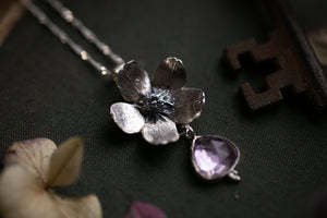 Cherry blossom & lilac Amethyst pendant