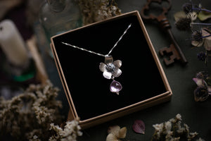 Cherry blossom & lilac Amethyst pendant