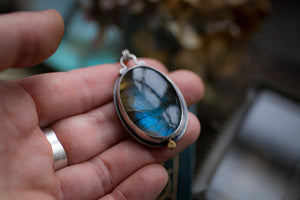 OOAK Labradorite and Moss Agate Forest amulet