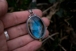 OOAK Labradorite and Moss Agate Forest amulet