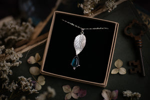 Blackberry leaf & Blue Kyanite pendant