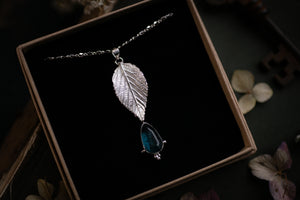 Blackberry leaf & Blue Kyanite pendant