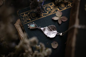 Birch leaf & Labradorite doublet pendant