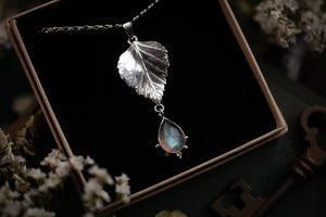 Birch leaf & Labradorite doublet pendant