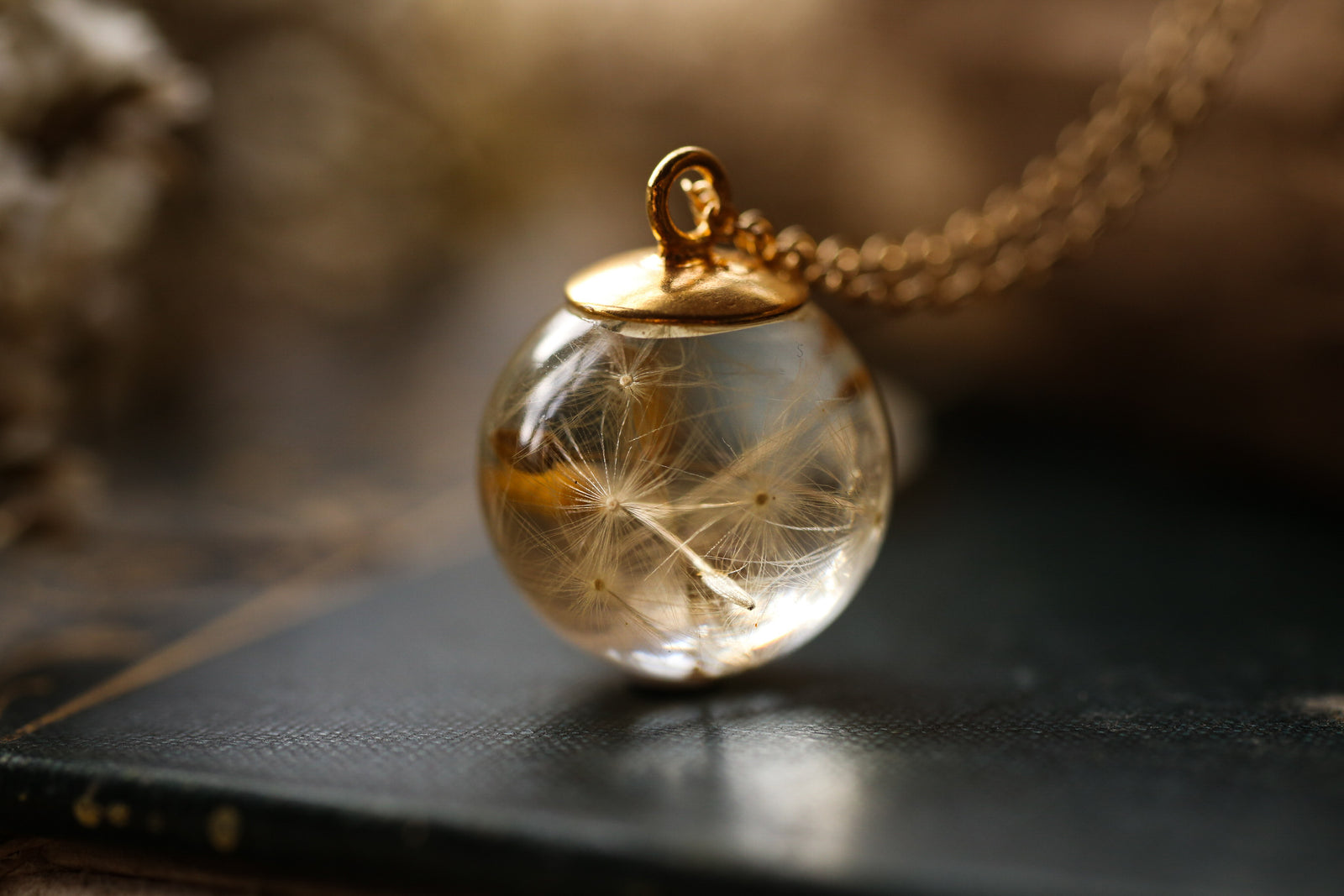 Gold Vermeil dandelion wish pendant