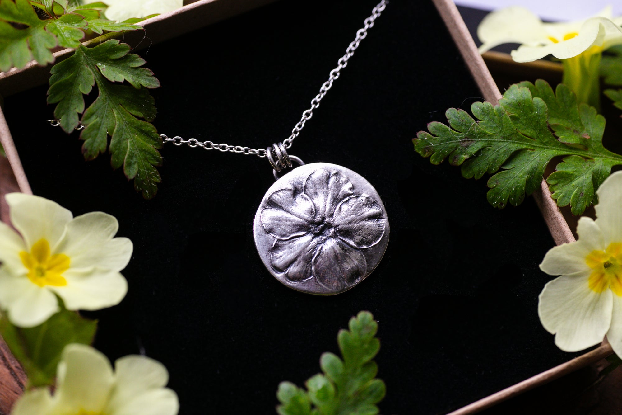 Primrose pendant in Sterling silver ~ Happiness & Contentment