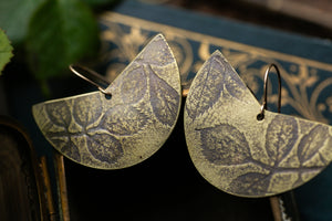 Wild rose on Brass~ geometric statement earrings