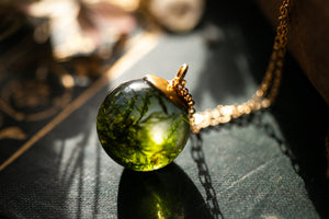 Forest moss droplet necklace ~ Gold Vermeil