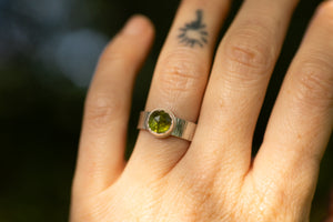 River Birch ring ~ with Peridot