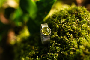 River Birch ring ~ with Peridot