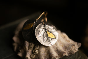 Hawthorne leaf earrings with 24k gold