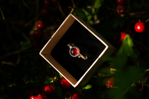 Autumn Hawthorne ring with Garnet ~ For Hope & New Beginnings