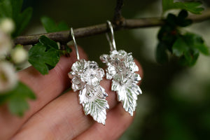 Hawthorne blossom bower earrings ~ Sterling Silver