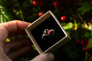 Autumn Hawthorne ring with Garnet ~ For Hope & New Beginnings