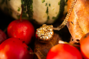 Samhain Pumpkin Pendant in Gold Vermeil