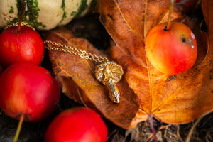 Gold Pookie pendant ~ Fly Agaric mushroom