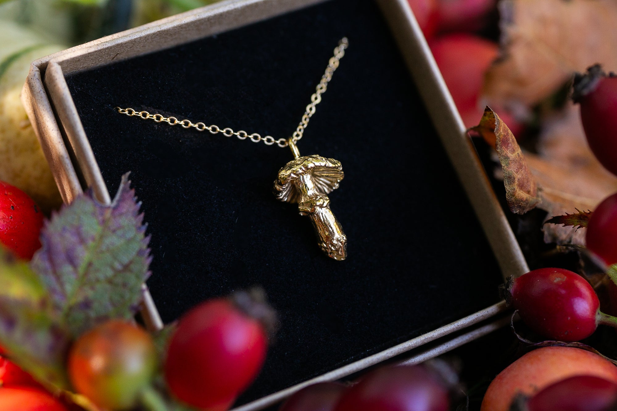 Gold Pookie pendant ~ Fly Agaric mushroom