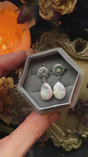 Labradorite and Pearl drop earrings