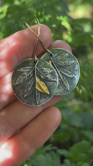 Hawthorne leaf earrings with 24k gold