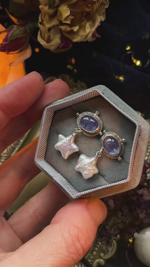 Starry night Iolite and Pearl earrings