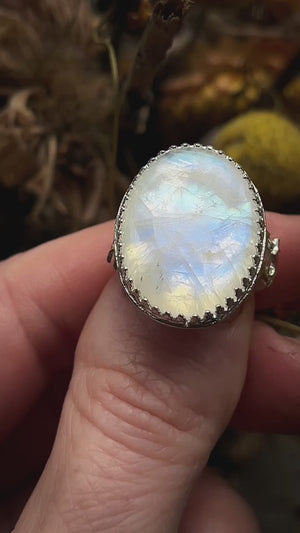 Northern lights ring ~ Moonstone & Birch