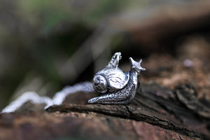 Miniature silver snail necklace