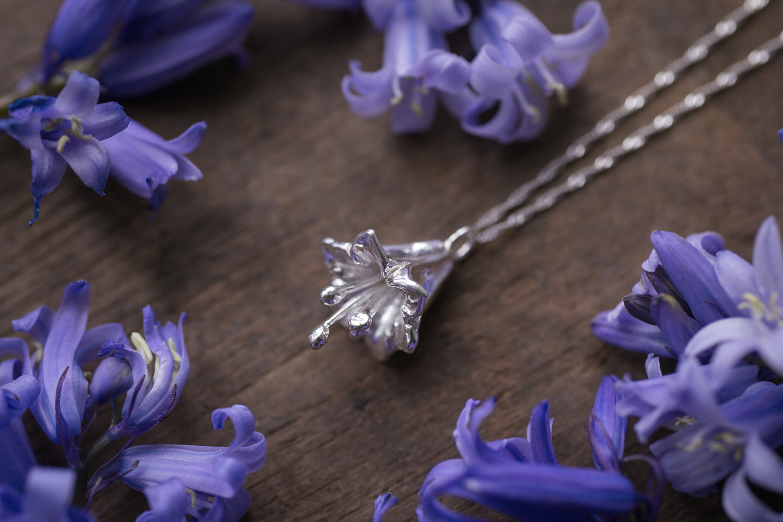Hand-sculpted Bluebell pendant ~ For Gratitude, Kindness & Loyalty