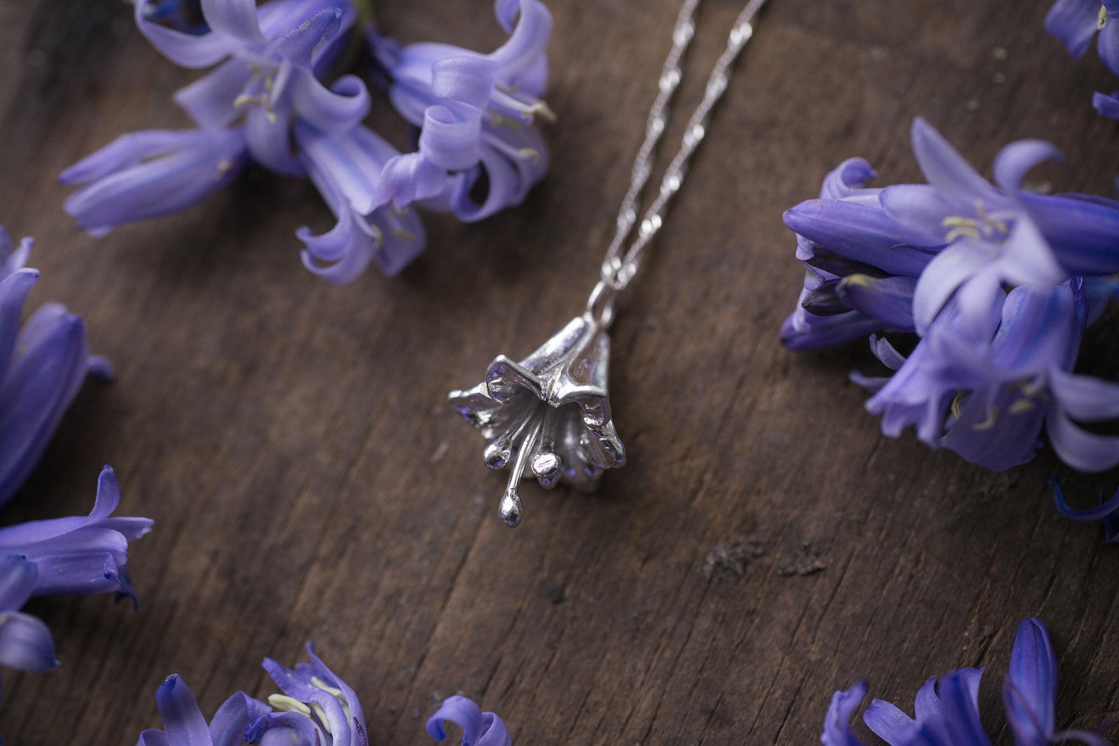 Hand-sculpted Bluebell pendant ~ For Gratitude, Kindness & Loyalty