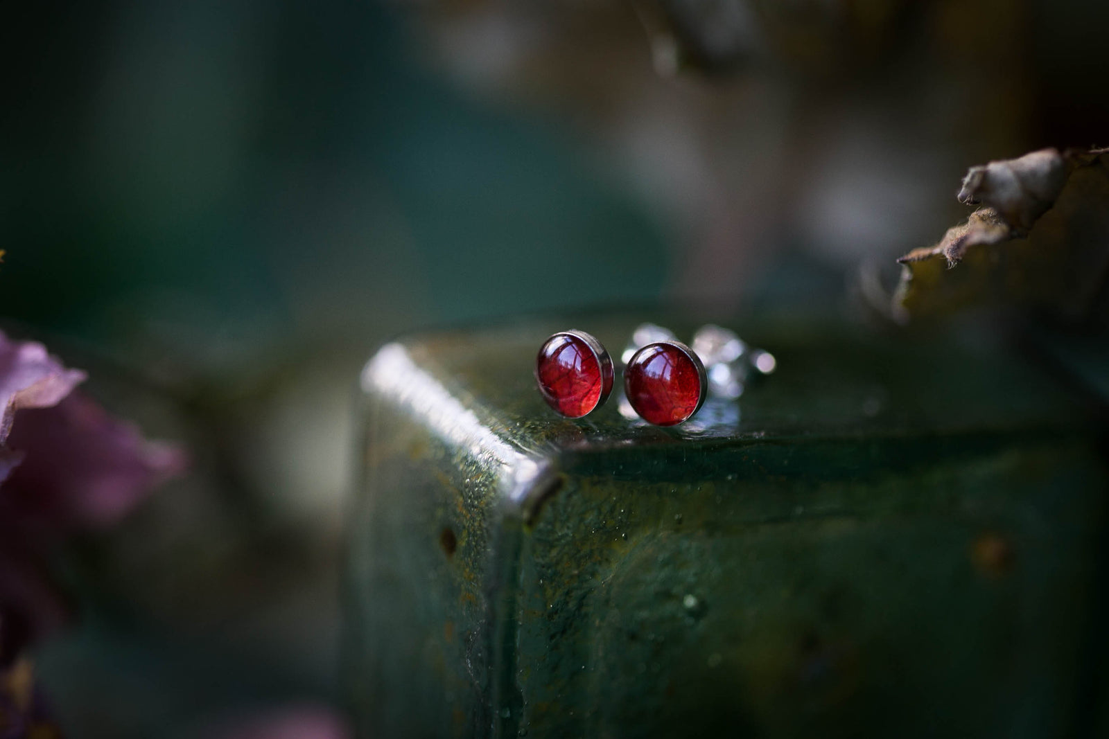 Autumn Blackberry leaf stud earrings