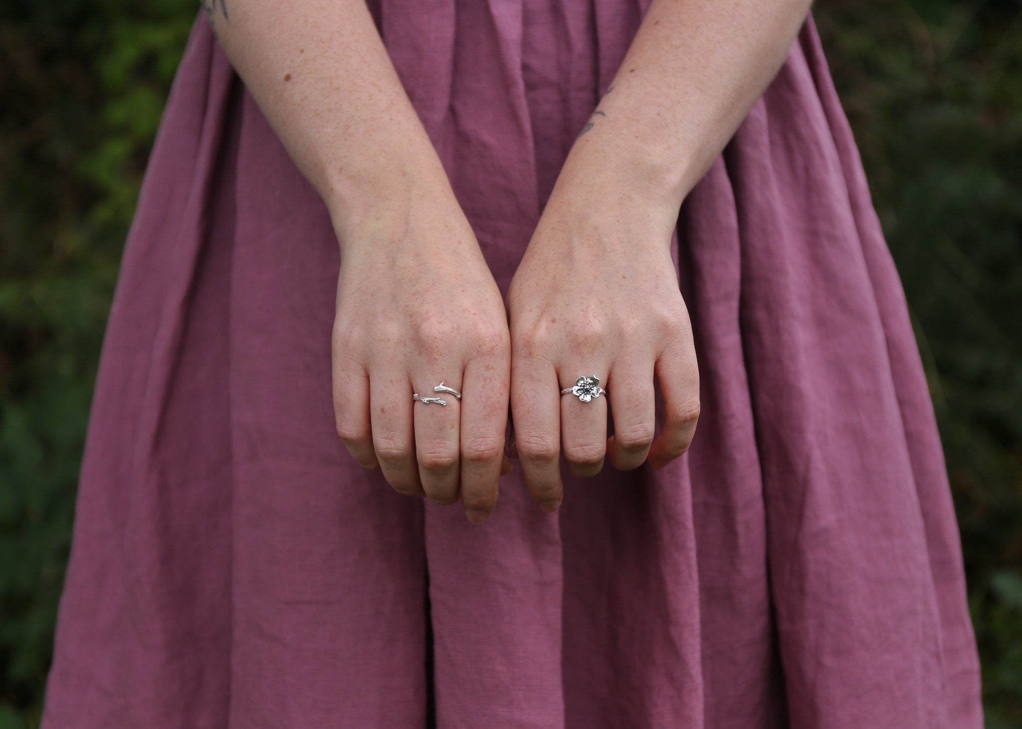 Wild Strawberry blossom ring ~ For Goodness & Luck