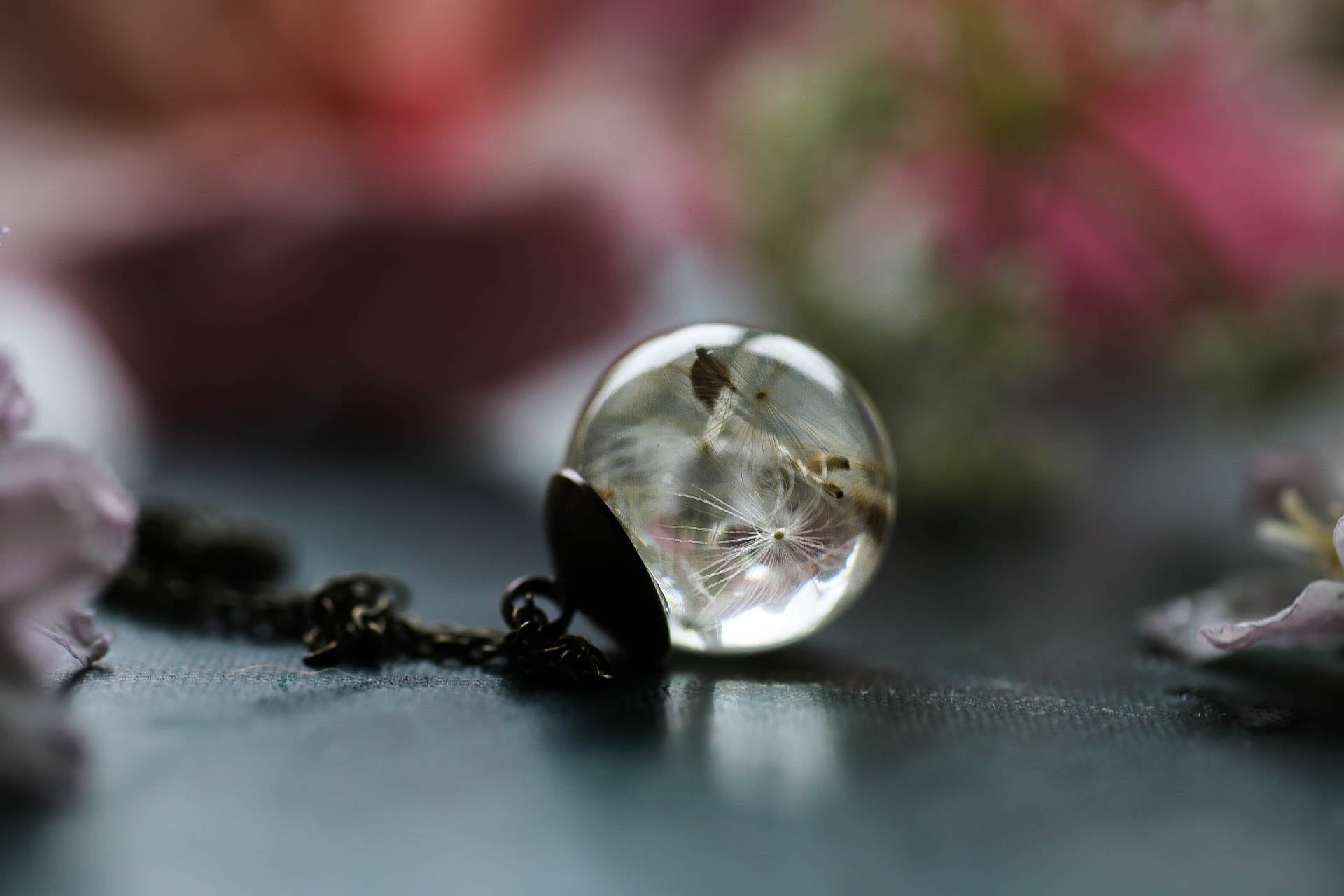 Dandelion seed resin pendant