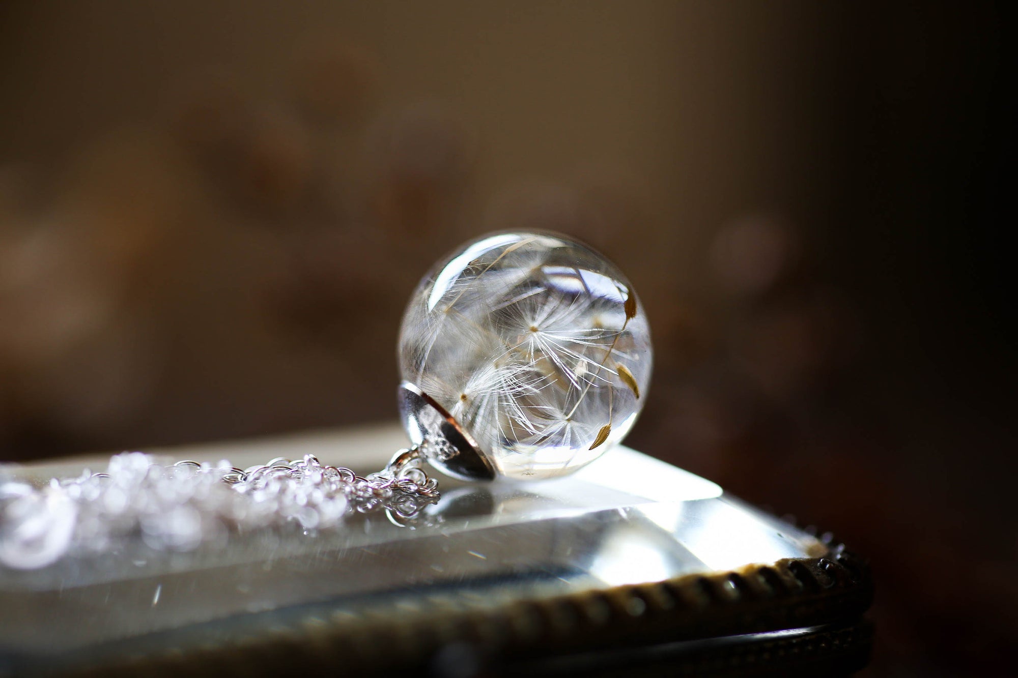 Silver dandelion wish pendant