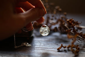 Silver dandelion wish pendant