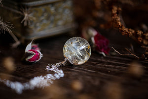 Silver dandelion wish pendant