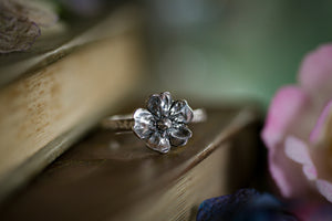 Wild Strawberry blossom ring ~ For Goodness & Luck