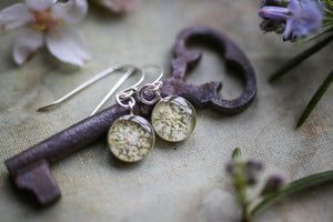 Silver flower drop earrings 